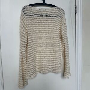 Vintage DKNY Cream Open-Knit Crewneck Sweater